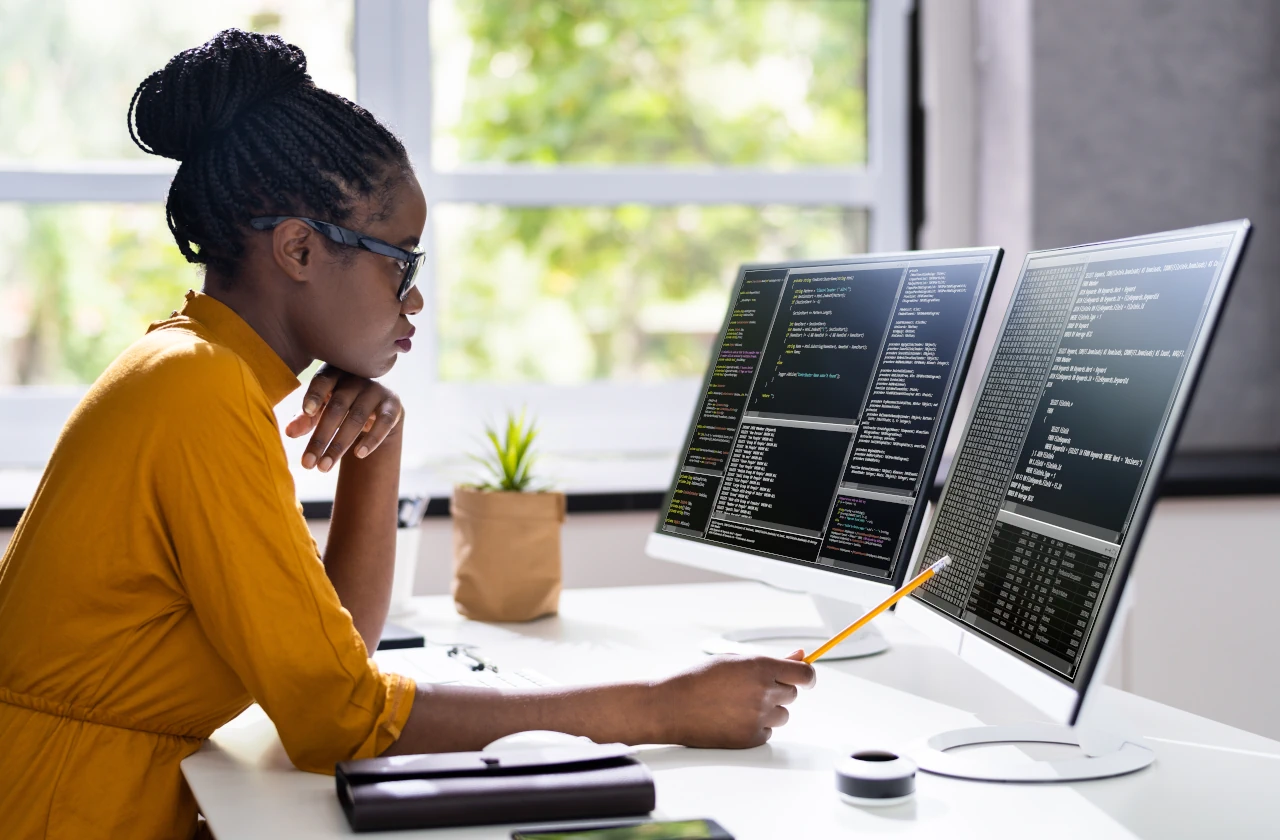 Programmer working at a desk